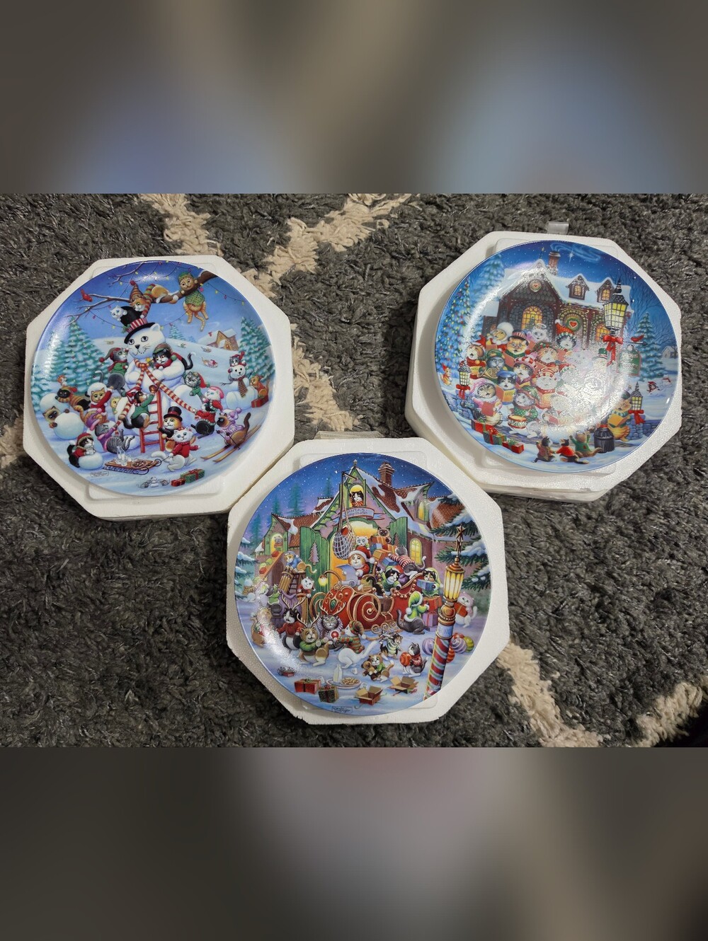 EUC Bradford Exchange Mewsic For The Holidays Lot Of 3 Plates W/ Original Boxes